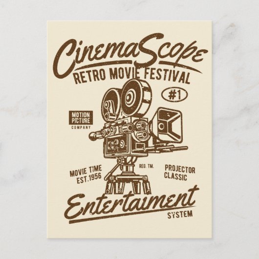 シネマスコープクラシックレトロハリウッドカメラモーション ポストカード (正面)