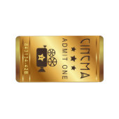 シネマチケット1人の誕生日パーティーヴィンテージを許可 ラベル (正面)