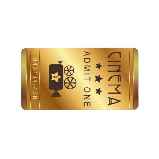 シネマチケット1人の誕生日パーティーヴィンテージを許可 ラベル (正面)