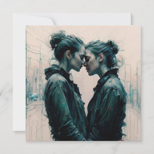 シネマティックレズビアンカップル落書き シーズンカード (正面)