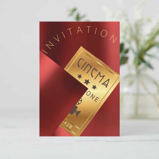 シネマフィルムフェスティバルイベントメタルレッドルビー金ゴールド 招待状 (スタンド正面)