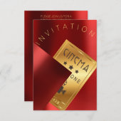 シネマフィルムフェスティバルイベントメタルレッドルビー金ゴールド 招待状 (正面/裏面)