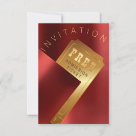 シネマフィルムフェスティバルチケットメタルレッドルビー金ゴールド 招待状