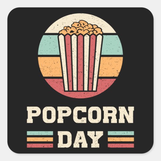 シネマポップコーンデイ映画スナックポップ・アートのフィルムギフトアイディア スクエアシール (正面)