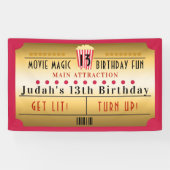 シネマムービーポップコーンチケット誕生日パーティバナー 横断幕 (横)