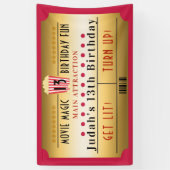 シネマムービーポップコーンチケット誕生日パーティバナー 横断幕 (縦)