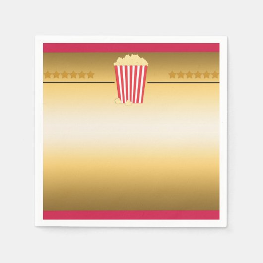 シネマムービーポップコーンチケット誕生日パーティー スタンダードカクテルナプキン (正面)