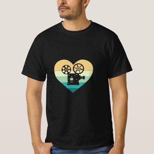 シネマレトロムービープロジェクターが大好きです Tシャツ (正面)