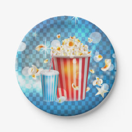 シネマ映画ムービーナイトポップコーンソーダパーティー ペーパープレート