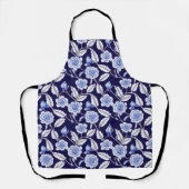シノアイセリーデルフトブルーフローラ磁器キッチン エプロン (正面)