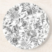 シノワズリの水彩花の植物画 コースター (正面)