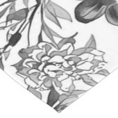 シノワズリの水彩花の植物画 ショートテーブルランナー (コーナー)