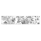 シノワズリの水彩花の植物画 ショートテーブルランナー (横)