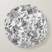 シノワズリの水彩花の植物画 ラウンドクッション (裏面)