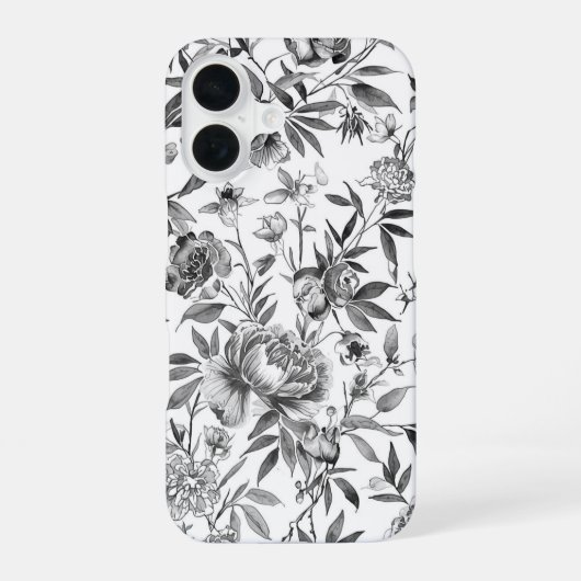 シノワズリの水彩花の植物画 iPhone 16ケース (裏面)