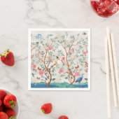 シノワズリーの壁画:サギと花々 スタンダードカクテルナプキン (インサイチュ)
