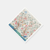 シノワズリーの壁画:サギと花々 スタンダードカクテルナプキン (角)