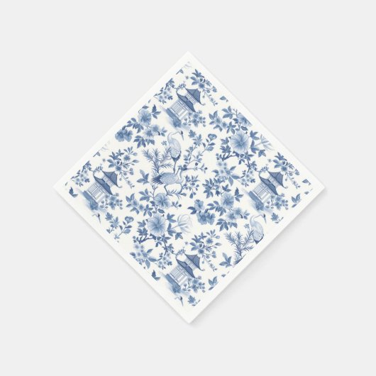 シノワズリーの宝塔と鶴の誕生日パーティー スタンダードカクテルナプキン (角)