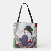 シノワズリーの日本人女性と赤い桜 トートバッグ (裏面)