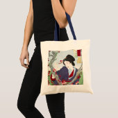 シノワズリーの日本人女性と赤い桜 トートバッグ (正面(商品))