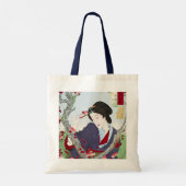 シノワズリーの日本人女性と赤い桜 トートバッグ (裏面)