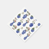 シノワズリーの青い花瓶と花 スタンダードカクテルナプキン (角)