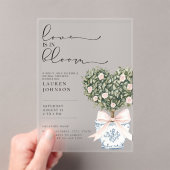 シノワズリーデザインのピンクのブライダルシャワー「Love in Bloom」 アクリル招待状 (インサイチュ (ポータブル))