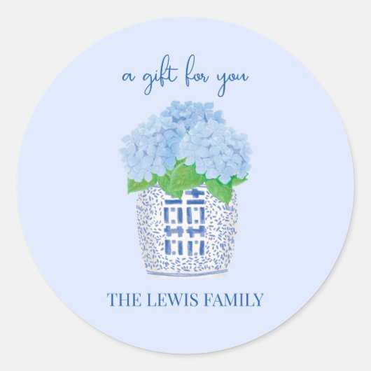 シノワズリーハイドランジアギフトステッカー ラウンドシール (正面)