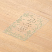 シノワズリーフラワー ウェディング sage green アクリル招待状 (レイダウン)