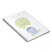 シノワズリープレートの水彩画レモン ツリー ノートブック (右側)