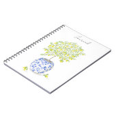 シノワズリープレートの水彩画レモン ツリー ノートブック (左側)
