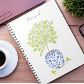 シノワズリーポットに飾られたレモンの木の水彩画 ノートブック