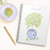シノワズリーポットに飾られたレモンの木の水彩画 ノートブック