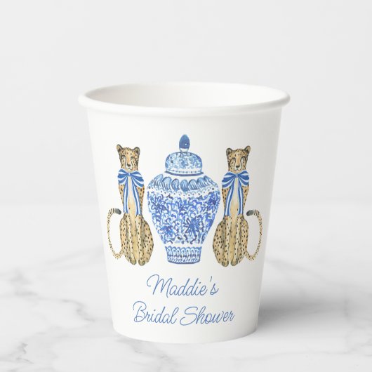 シノワズリー水彩ボウ チーター ジンジャージャー 紙コップ (正面)