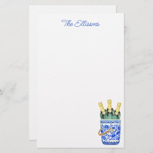 シノワズリー水彩ワインアイスバケットステーショナリー 便箋 (正面/裏面)