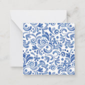 シノワズリー水彩青ヘロンギフトエンクロージャー ノートカード (裏面)