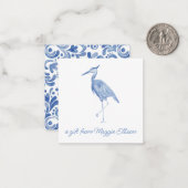 シノワズリー水彩青ヘロンギフトエンクロージャー ノートカード (正面/裏面インサイチュ)