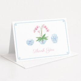 シノワズリー シック ピンク オーキッド ウェディング シャワー サンキューカード