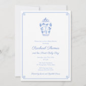 シノワズリー シック モノグラム スイート ベイビー ボーイ シャワー 招待状 (正面)