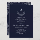 シノワズリー ネイビー エレガント リハーサル ディナー II 招待状 (正面/裏面)