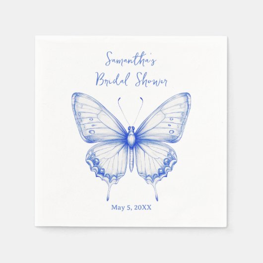 シノワズリー バタフライ ブライダル シャワー スタンダードカクテルナプキン (正面)
