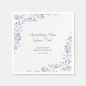 シノワズリー フラワーのブルー ブライダルシャワー スタンダードカクテルナプキン (正面)