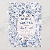 シノワズリー フラワー ガーデン ボウ ブライダル シャワー 招待状 (正面/裏面)