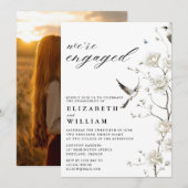 シノワズリー フラワー ガーデン 婚約パーティー フォト 招待状 (正面/裏面)