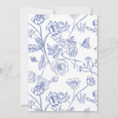 シノワズリー フレンチ ブルー 花柄 50歳の誕生日 招待状 (裏面)