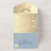 シノワズリー フローラル ダスティーブルー ウェディング オールインワン招待状 (外側)