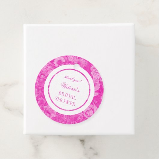 シノワズリー ブライト ピンク フローラル ブライダル シャワー サンクス フェイバータグ (インサイチュ)
