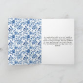 シノワズリー ブルーバードと花のウェディング サンキューカード (内部)