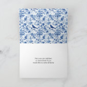 シノワズリー ブルーバードと花のベビーシャワー サンキューカード (内部)