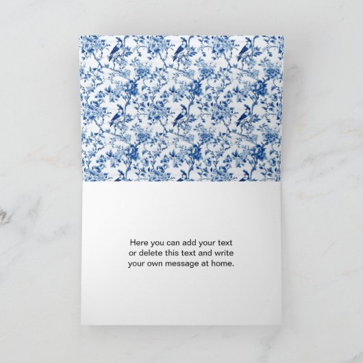 シノワズリー ブルーバードと花の誕生日 カード (内部)